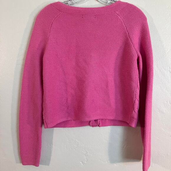 New York & Company Light Pink Cable Knit Crop Top Cardigan‎ - Picture 4 of 4